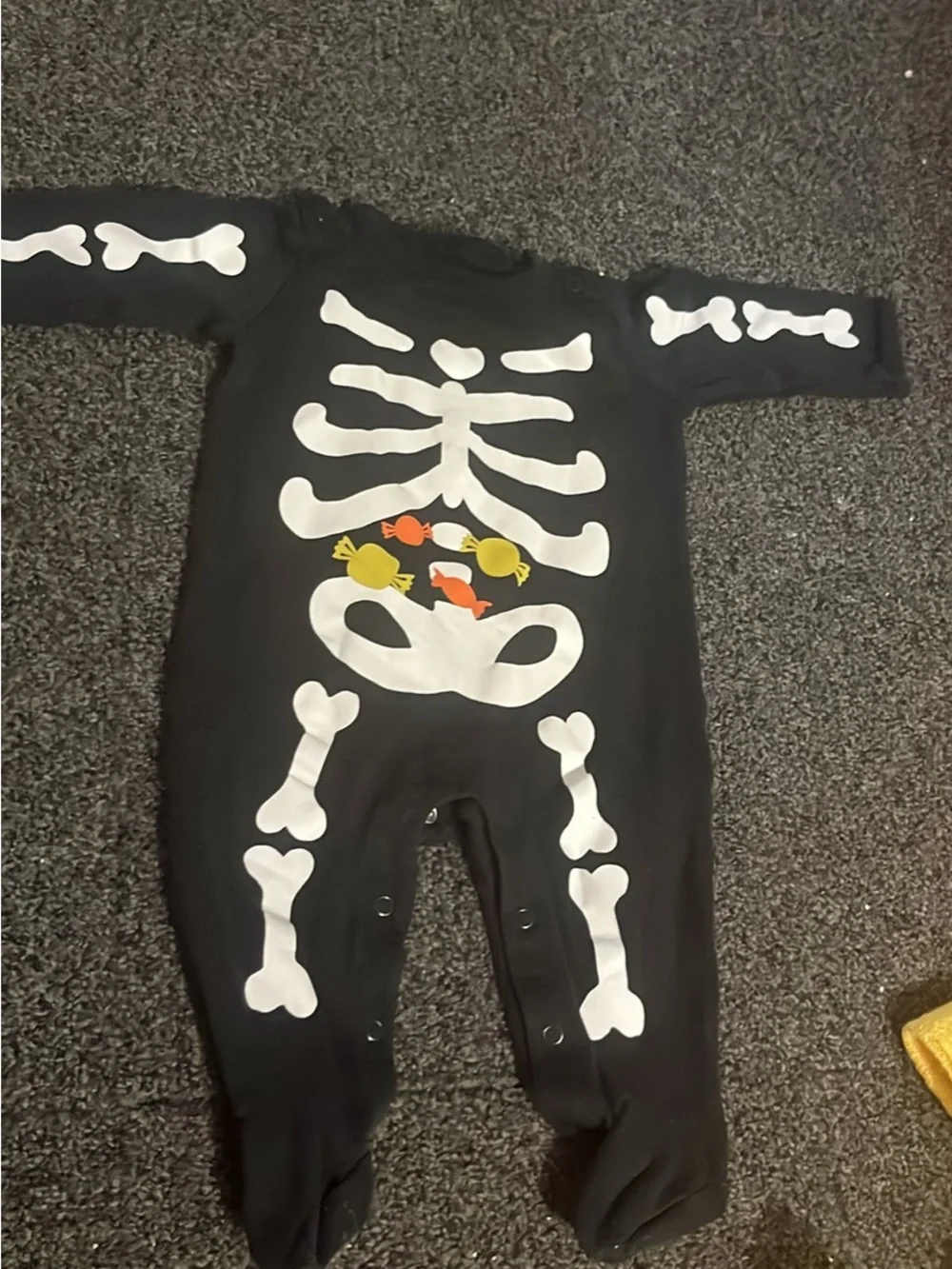 Carter's Black Skeleton Footie with Candy Pocket Accents